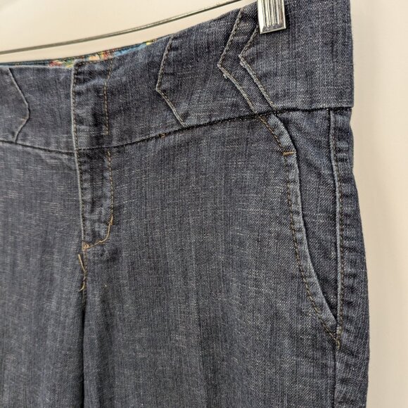 One 5 One Women Mid Rise Slash Pocket Blue Jean Capri Size 12 32X20 - Picture 3 of 14